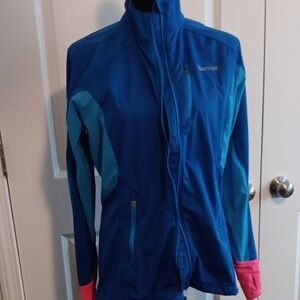 Marmot Women's Vibrant Blue Ski Jacket with Pink Accents